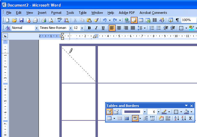 Using the Table Draw option you can draw the table and its cells using your mouse.