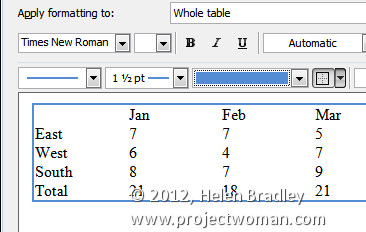 table format - create your own