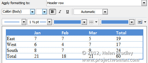 create your own word table format