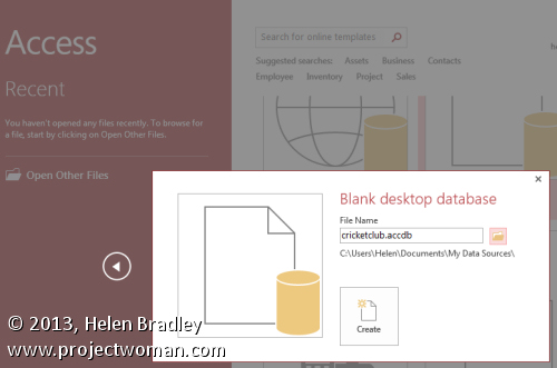 create a new blank database in Access 2007 Access 2010 Access 2013