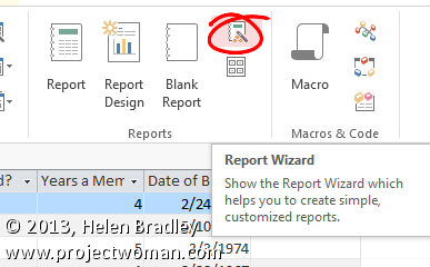 access 2013 report wizard