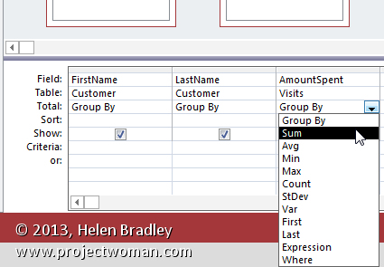 total an access query