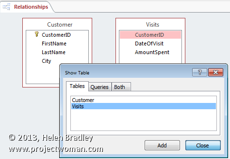 set relationships between tables