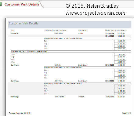 access relational database report