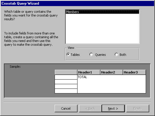 analysing data with a crosstab step 1