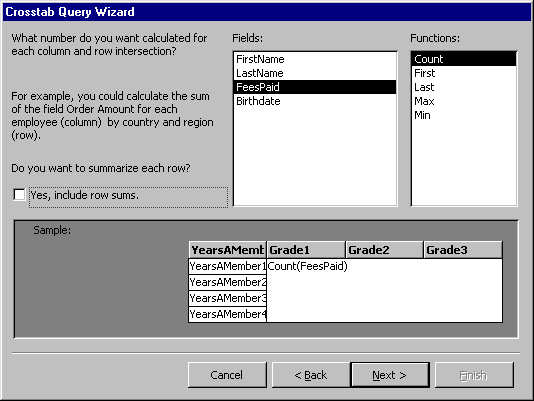 analysing data with a crosstab step 2