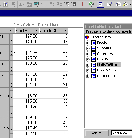 creating a pivot table layout