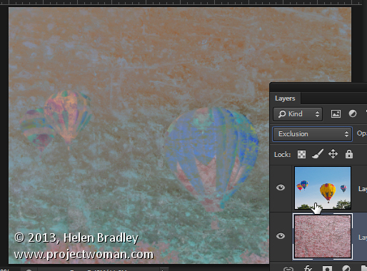 Exclusion blend mode in Photoshop