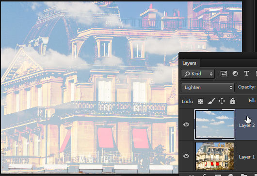 use the lighten blend mode in photoshop