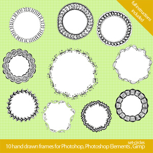 circle hand drawn doodle frames for photoshop, royalty free stock images