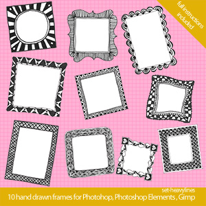heavy line drawing hand drawn doodle frames for photoshop, royalty free stock images