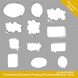 speech bubbles hand drawn doodle frames for photoshop, royalty free stock images