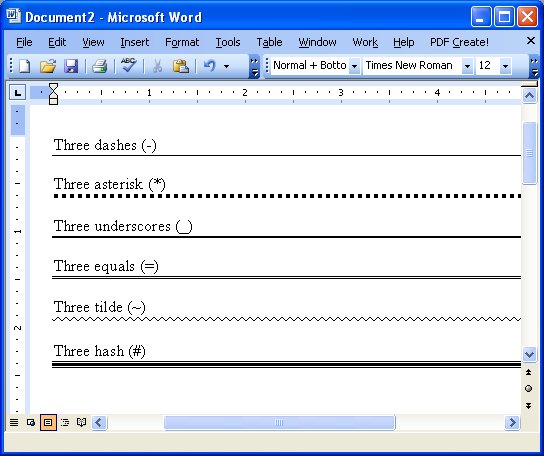 how to insert horizontal lines in word