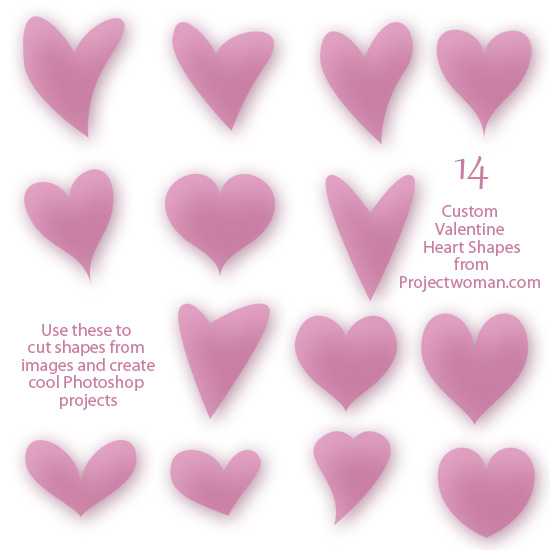 free download 14 valentine heart shapes for photoshop